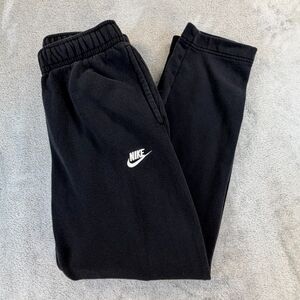 Nike Fleece Jogger Sweatpants Mens Small Black Logo Tapered Cuff